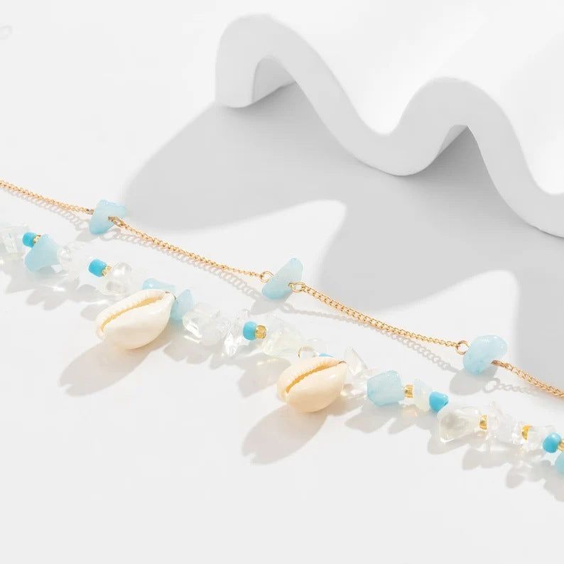 Natural Gravel Shell Double-layer Waist Chain Body Chains