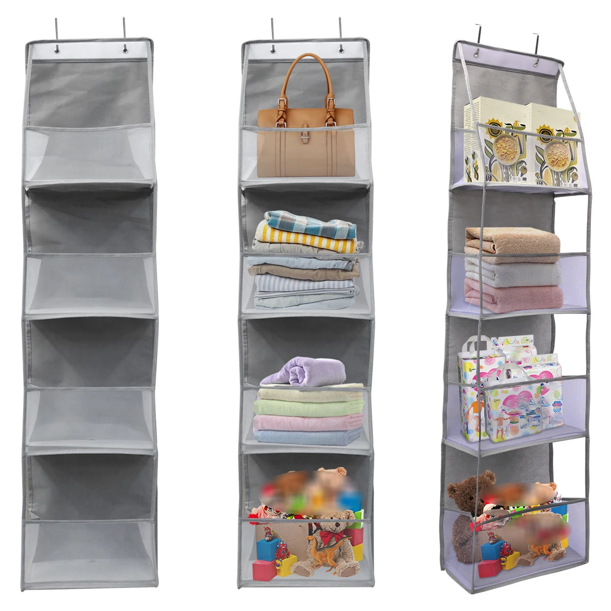 4/6 Layer Over-the-Door Hanging Organizer – Wall Storage for Bathroom, Closet, Nursery, or Bedroom