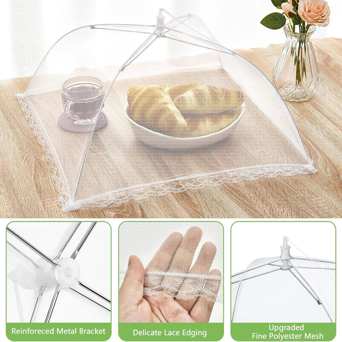 Food Cover Mesh – Folding, Washable, Insect-Proof Table Cover for Home & Kitchen
