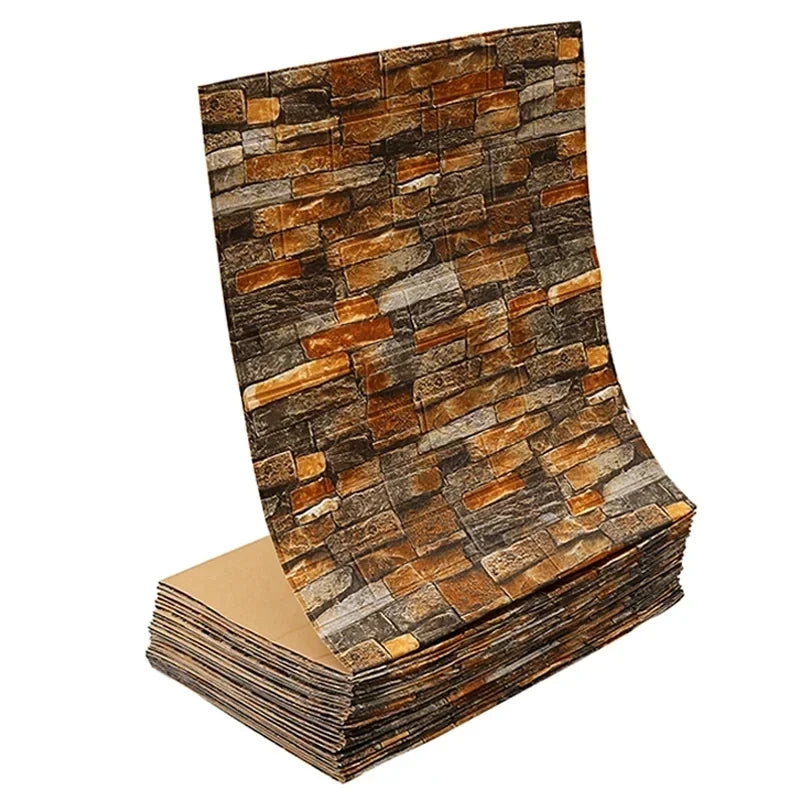 70cm x 2m 3D Soft Foam Brick Wallpaper Sticker Roll – DIY Self-Adhesive Decorative Wall Paper for Living Room, Kitchen & Bathroom