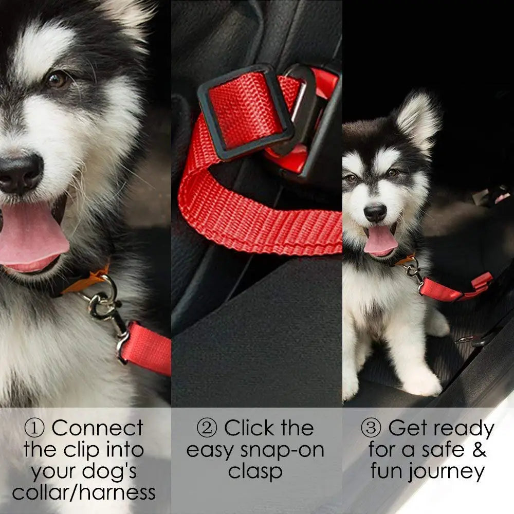 Pet Dog & Cat Car Seat Belt & Safety Harness – Travel Protector with Breakaway Dog Leash