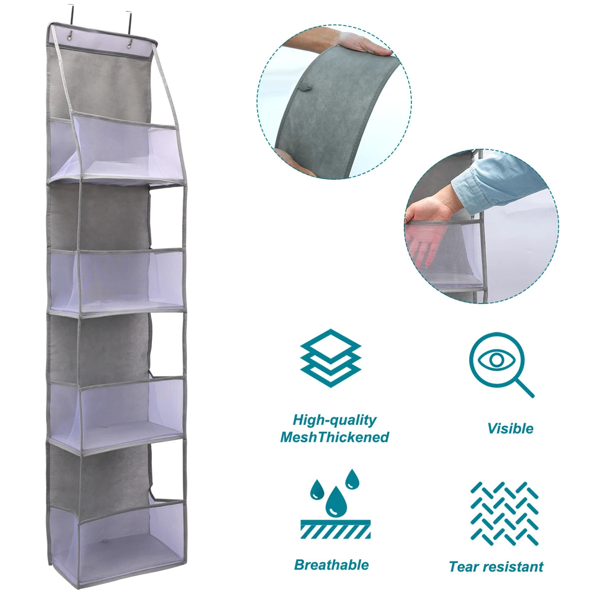 4/6 Layer Over-the-Door Hanging Organizer – Wall Storage for Bathroom, Closet, Nursery, or Bedroom