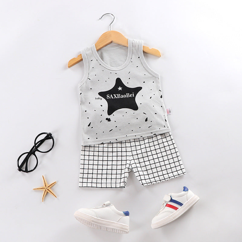 Fashion Children's Sleeveless Vest Shorts Set