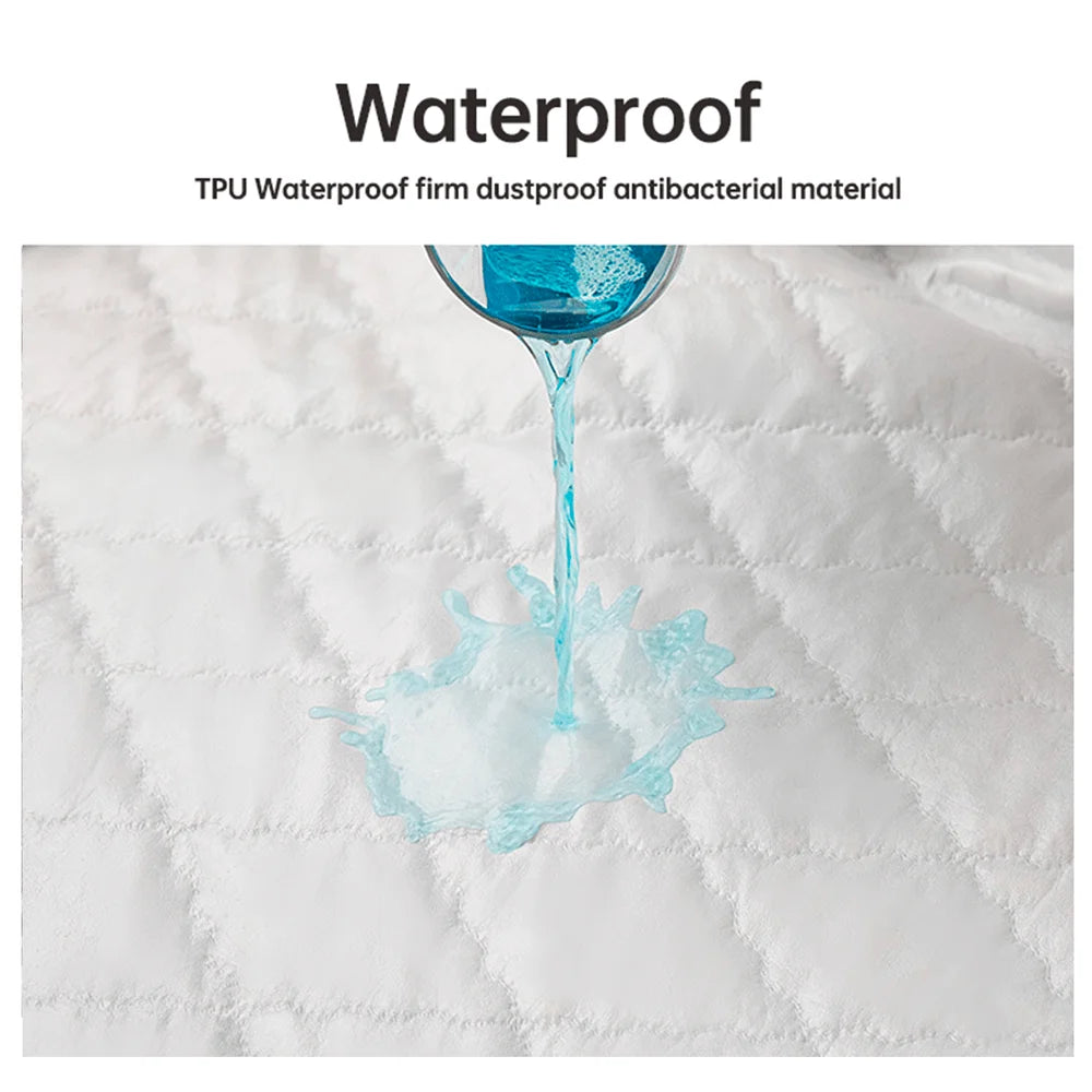 Waterproof Throw Mattress Cover & Fitted Sheet – Mattress Protector in Gray & White, Multi-Size (Single, Double, 140cm, 160cm)