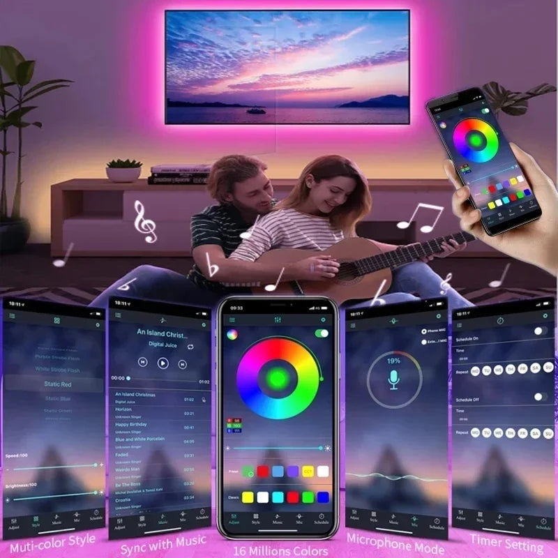 USB LED Strip Lights – APP Controlled RGB 5050 LED Tape Light for Room Décor & TV Backlight