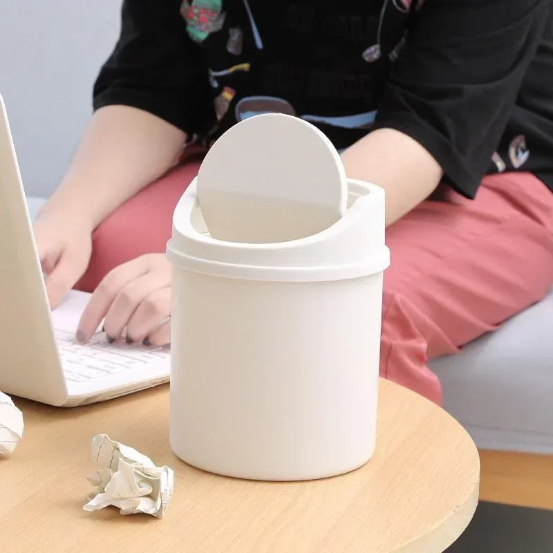Mini Desktop Bin with Cover – Small Trash Can for Bedroom, Office Desk & Workspace Organization
