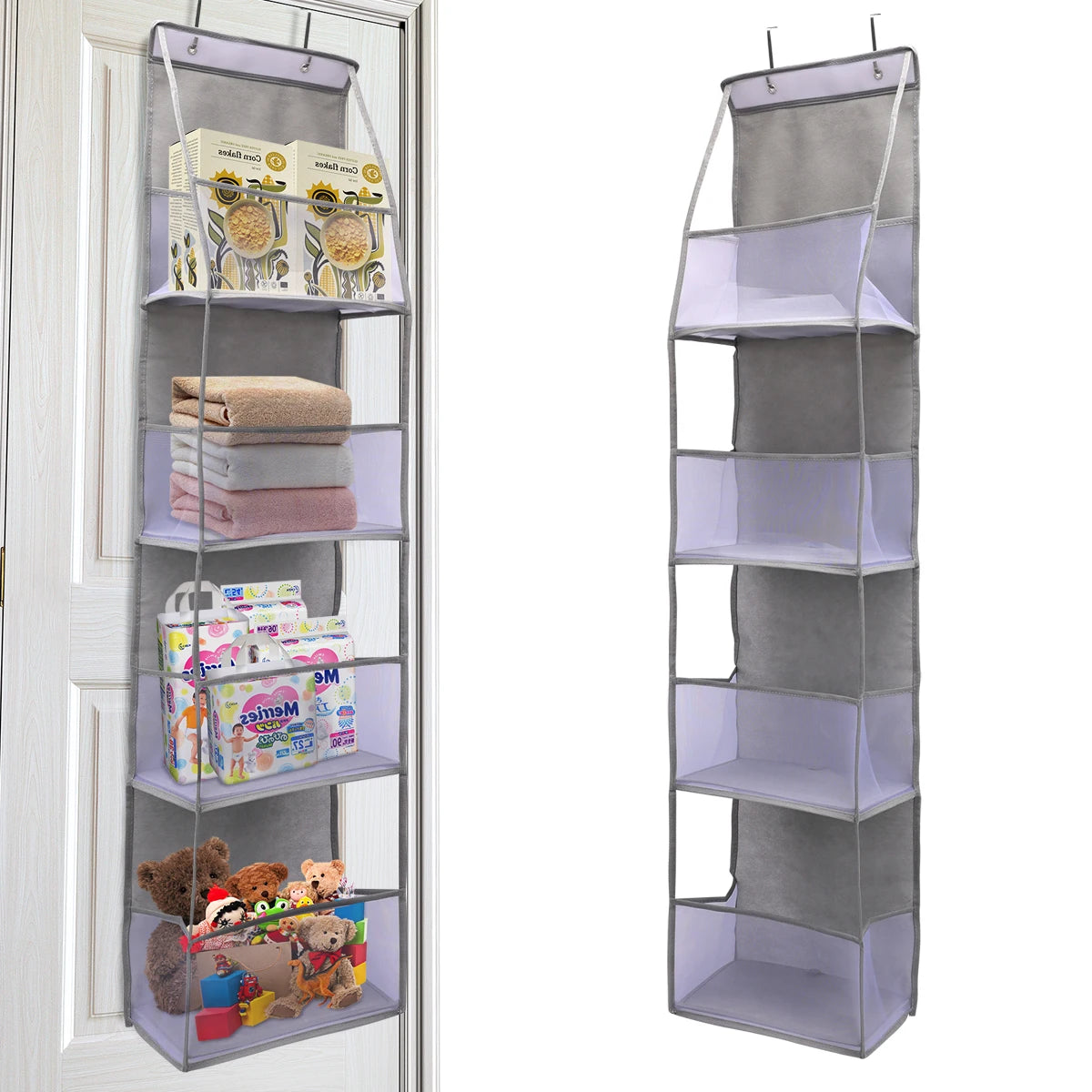 4/6 Layer Over-the-Door Hanging Organizer – Wall Storage for Bathroom, Closet, Nursery, or Bedroom