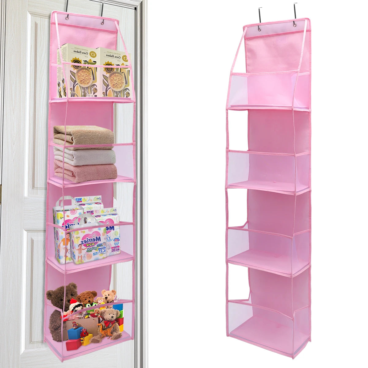 4/6 Layer Over-the-Door Hanging Organizer – Wall Storage for Bathroom, Closet, Nursery, or Bedroom