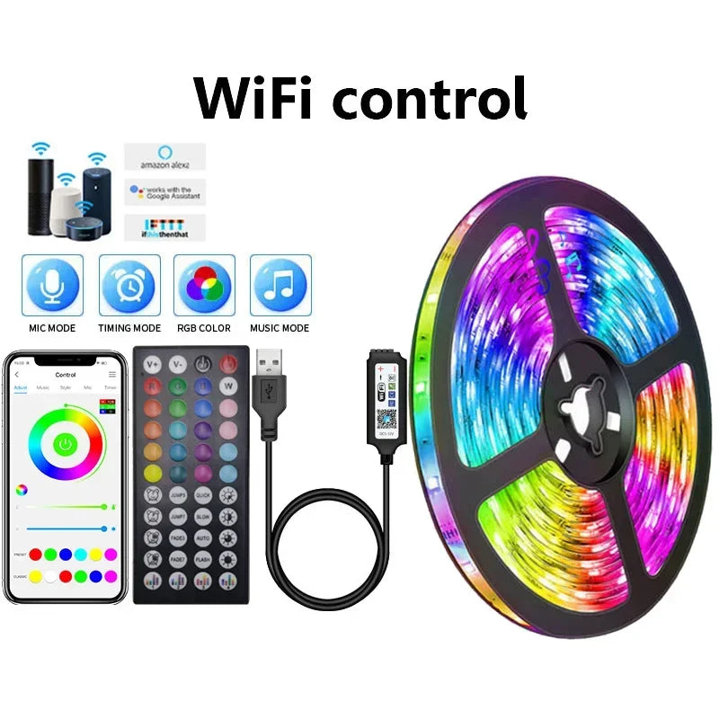 USB LED Strip Lights – APP Controlled RGB 5050 LED Tape Light for Room Décor & TV Backlight