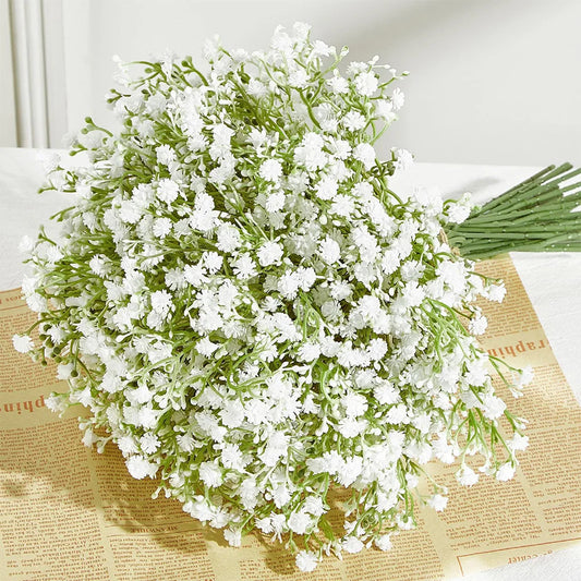 10/15pcs Artificial Baby’s Breath Flowers – Fake Gypsophila for Wedding, Party & Home Decoration DIY Bouquets