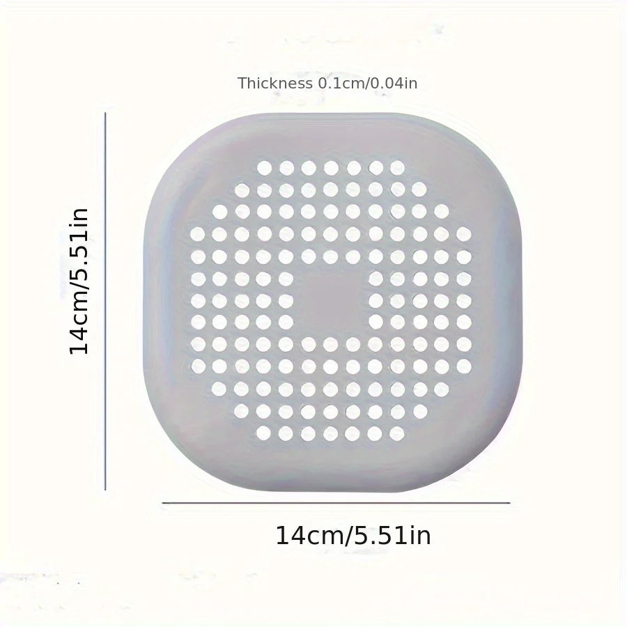 Square Silicone Floor Drain Sticker – Bathroom Hair Filter & Sewer Drain Cover, Non-Slip Floor Drain Mat