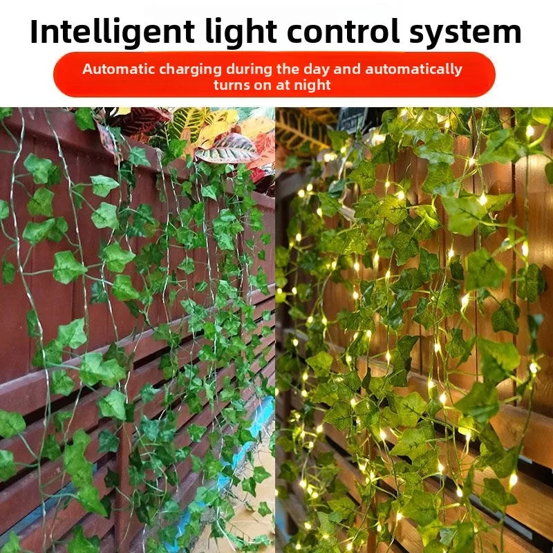 Flower Green Leaf String Lights – Artificial Vine Fairy Lights, Battery Powered Christmas Tree Garland for Wedding & Home Decor