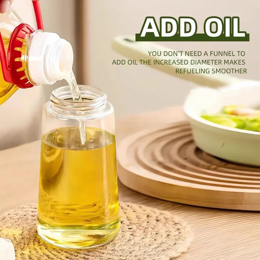 1-2PCS 2-in-1 Olive Oil Dispenser Bottle 500ml – Plastic Cooking Oil Sprayer for BBQ, Baking & Kitchen Use