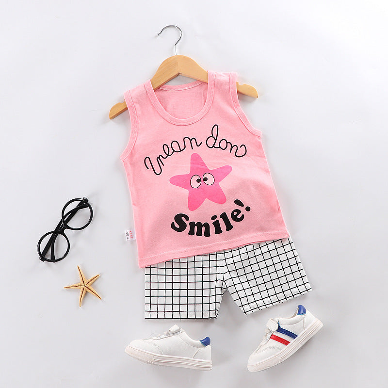 Fashion Children's Sleeveless Vest Shorts Set