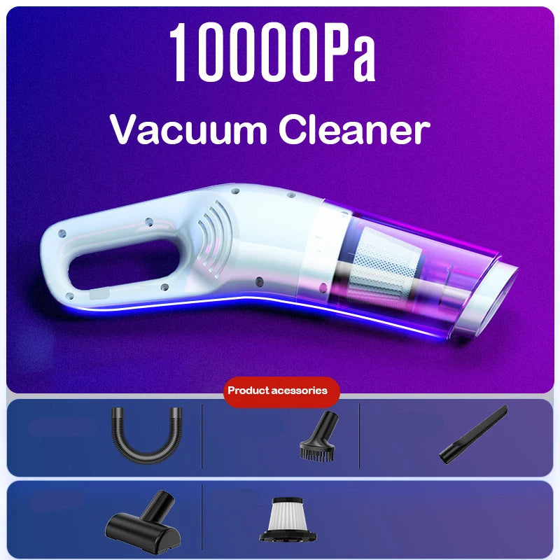 Handheld Rechargeable Vacuum Cleaner – Portable Wireless Dust Catcher for Home & Car, Dual Purpose 10000PA Suction