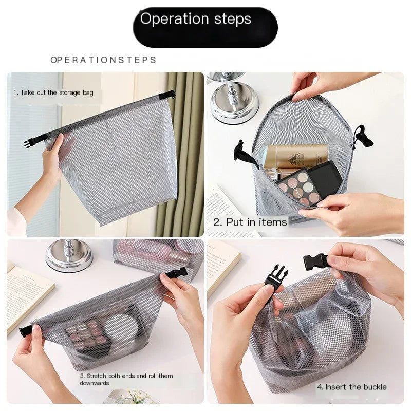 Mesh Storage Bag, Fitness Clothing, Swimming Bathroom, Large Capacity Drawstring, Men's And Women's Outdoor Toiletries Bag