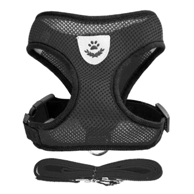 Adjustable Cat Harness Vest & Walking Lead – Polyester Mesh Dog Harness for Small & Medium Pets