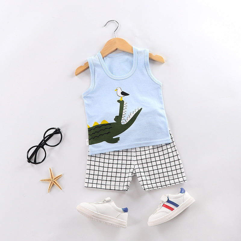 Fashion Children's Sleeveless Vest Shorts Set