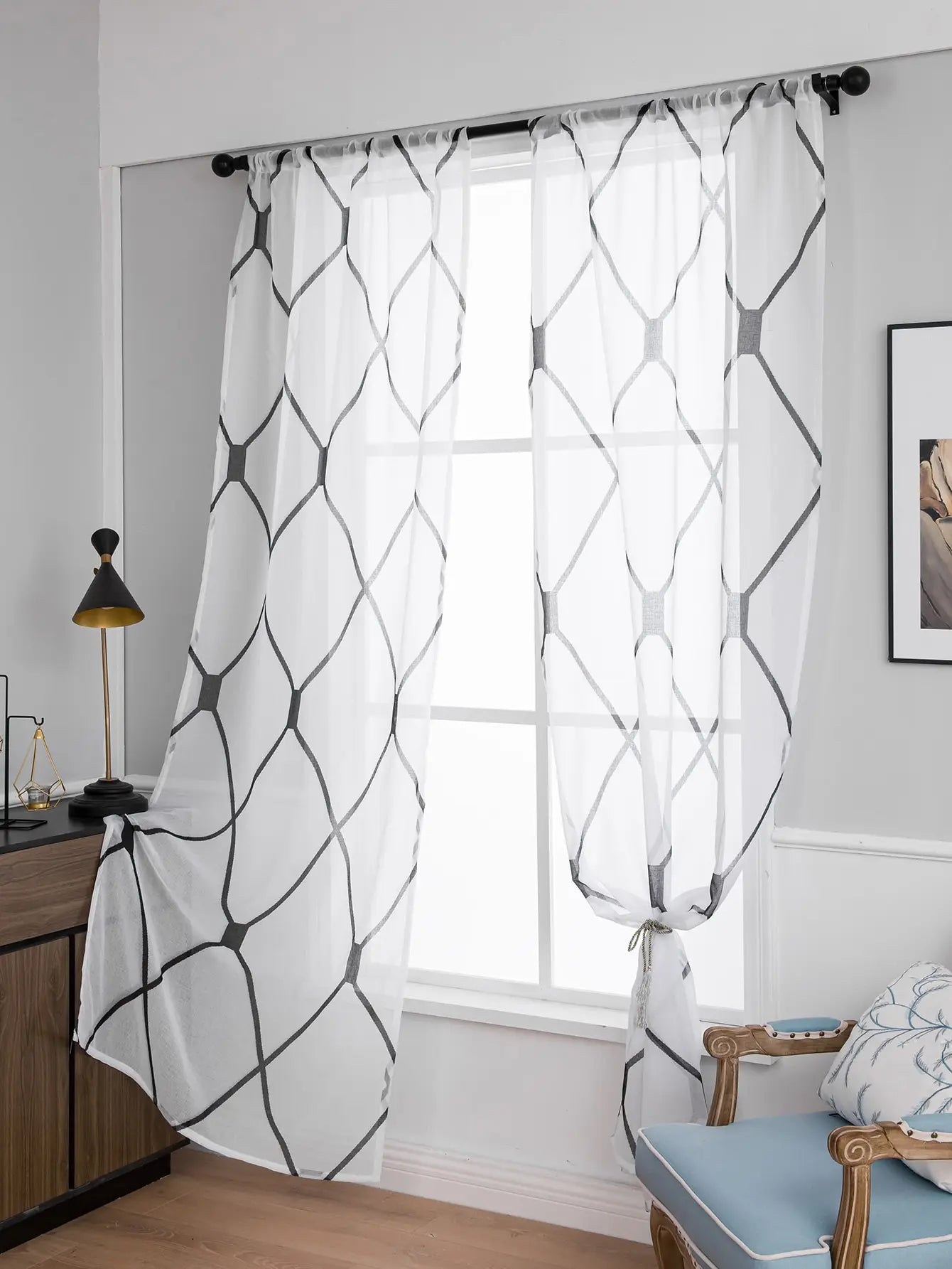 Sheer White Mesh Curtains – Korean Style Veil Panels for Living Room & Bedroom (Clearance)