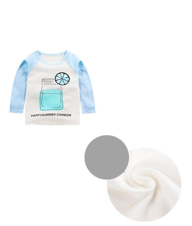 Long Sleeve Round Neck Children's Underwear Top