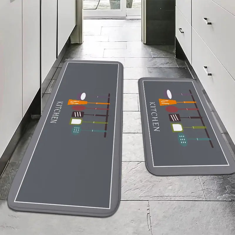 VIKAMA American Minimalist Kitchen Anti-Slip Floor Mat Bathroom Door Mat Kitchen Two-Piece Set Absorbent Carpet Home Decoration
