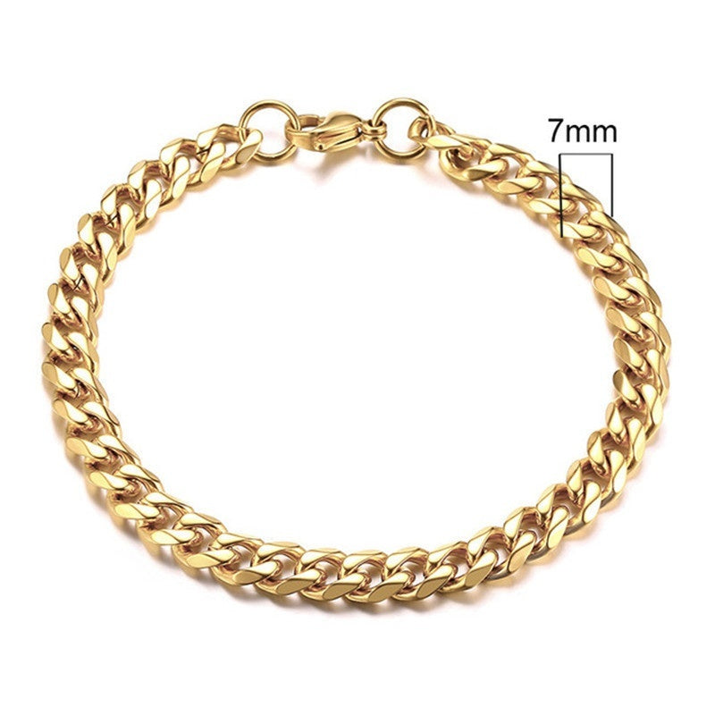 Gold Cuban Link Chain Six-sided Bracelet