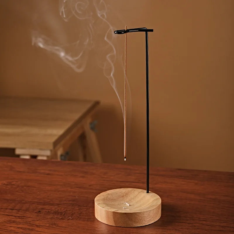 Creative Upside Down Wooden Incense Burner – Round Incense Stick Holder & Tray for Home, Bedroom & Yoga Decor