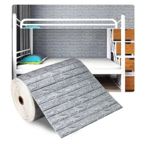 70cm x 2m 3D Soft Foam Brick Wallpaper Sticker Roll – DIY Self-Adhesive Decorative Wall Paper for Living Room, Kitchen & Bathroom