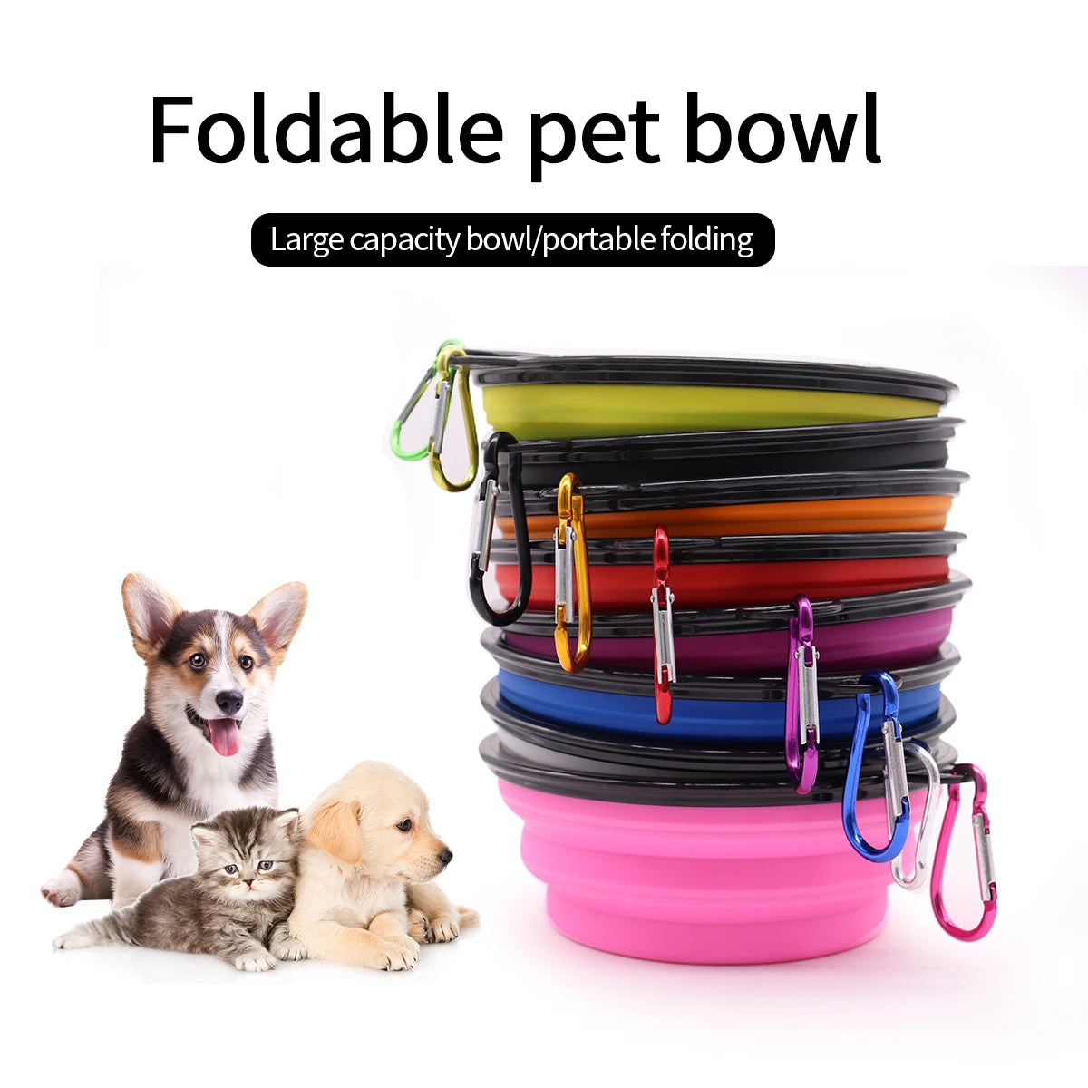 TPR Foldable Dog Bowl | Collapsible Pet Food Water Dish | Flexible, BPA-Free & Portable for Travel
