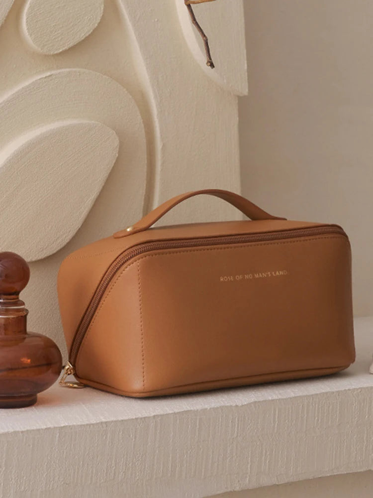 1PC Large-Capacity Portable Pu Advanced Cosmetic Bag Multi-Functional Toiletries Storage Pillow Bag For Home Travel