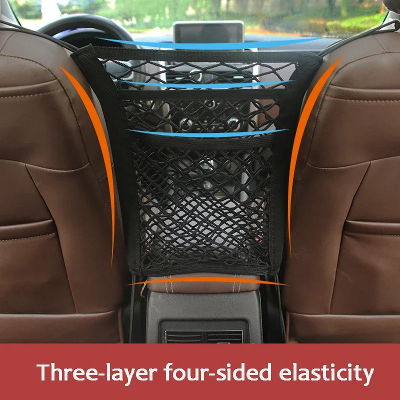 Stretchable Car Storage Net & Pet Barrier – Seat Divider Organizer for Backseat Essentials