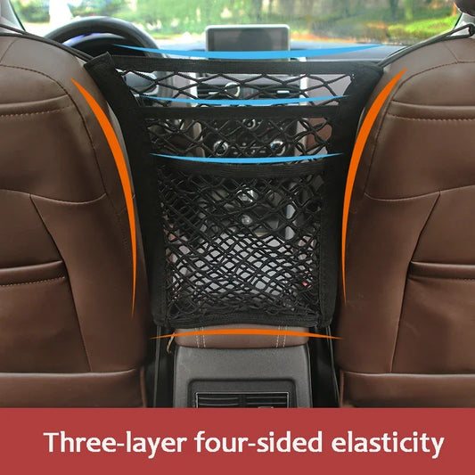Stretchable Car Storage Net & Pet Barrier – Seat Divider Organizer for Backseat Essentials