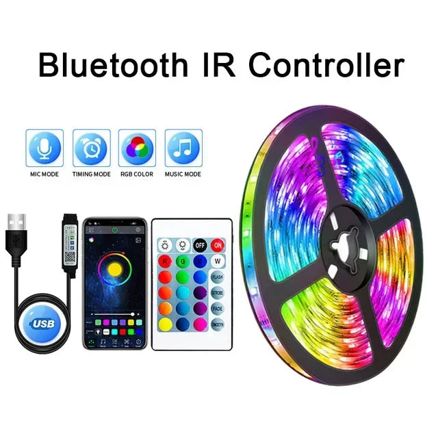 USB LED Strip Lights – APP Controlled RGB 5050 LED Tape Light for Room Décor & TV Backlight