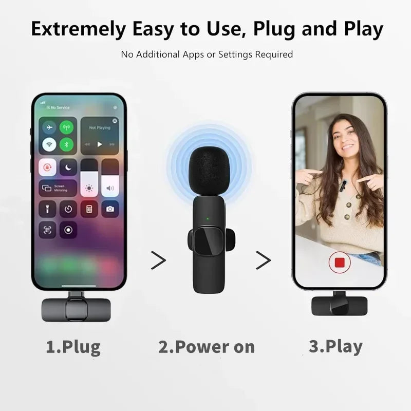Mini Wireless Lavalier Microphone – Mobile Phone Mic for iPhone, Video Recording, Live Streaming & YouTube