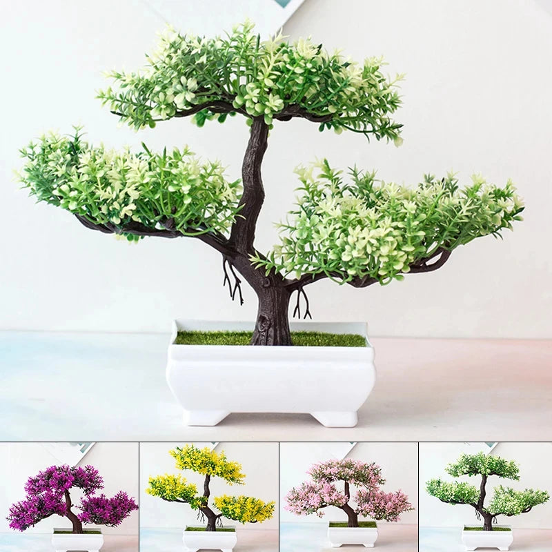 1PC Artificial Bonsai Small Tree Pot – Fake Plant Potted Ornament for Home, Table, Hotel & Garden Decor