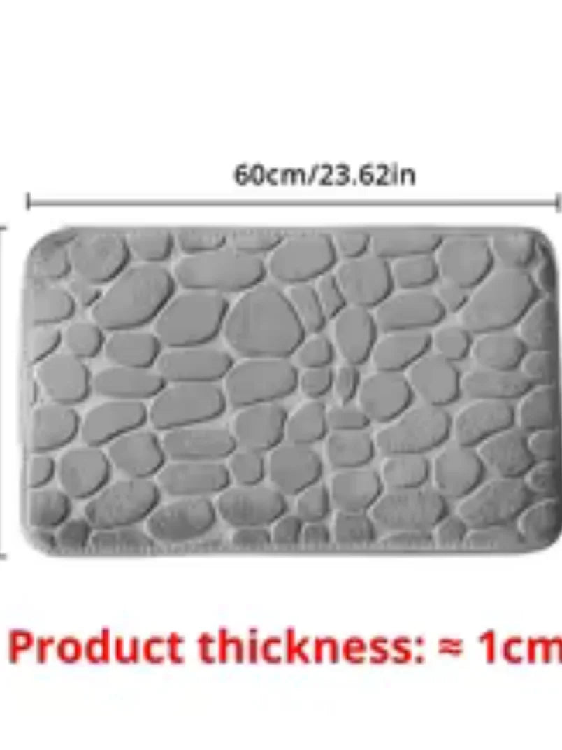 1PC Memory Foam Embossed Velvet Carpet – Non-Slip Cobblestone Floor Mat for Bathroom & Living Room