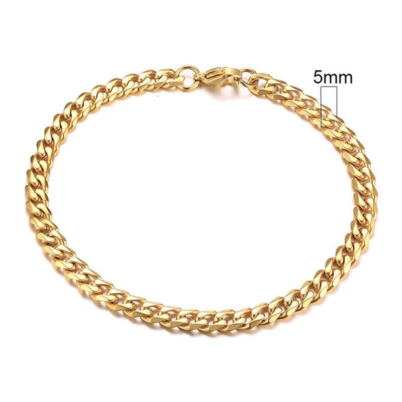 Gold Cuban Link Chain Six-sided Bracelet