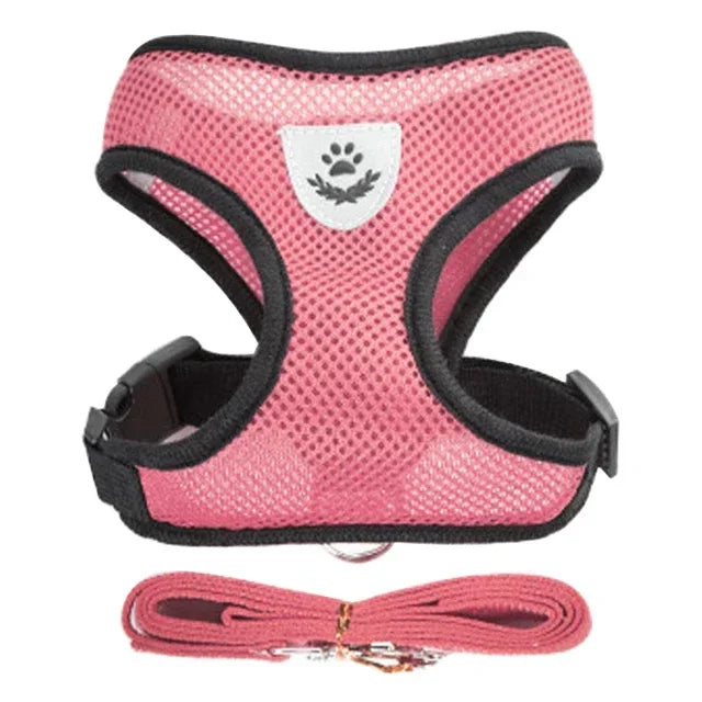 Adjustable Cat Harness Vest & Walking Lead – Polyester Mesh Dog Harness for Small & Medium Pets