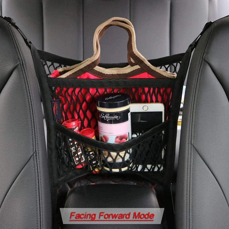 Stretchable Car Storage Net & Pet Barrier – Seat Divider Organizer for Backseat Essentials