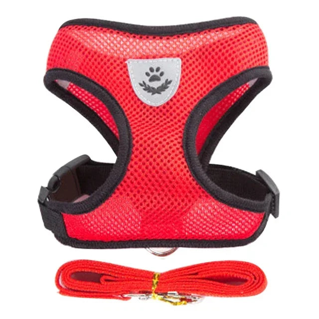 Adjustable Cat Harness Vest & Walking Lead – Polyester Mesh Dog Harness for Small & Medium Pets