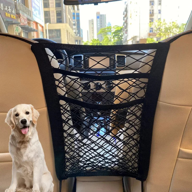Stretchable Car Storage Net & Pet Barrier – Seat Divider Organizer for Backseat Essentials
