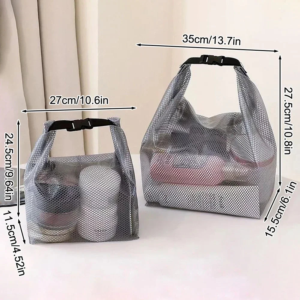 Mesh Storage Bag, Fitness Clothing, Swimming Bathroom, Large Capacity Drawstring, Men's And Women's Outdoor Toiletries Bag
