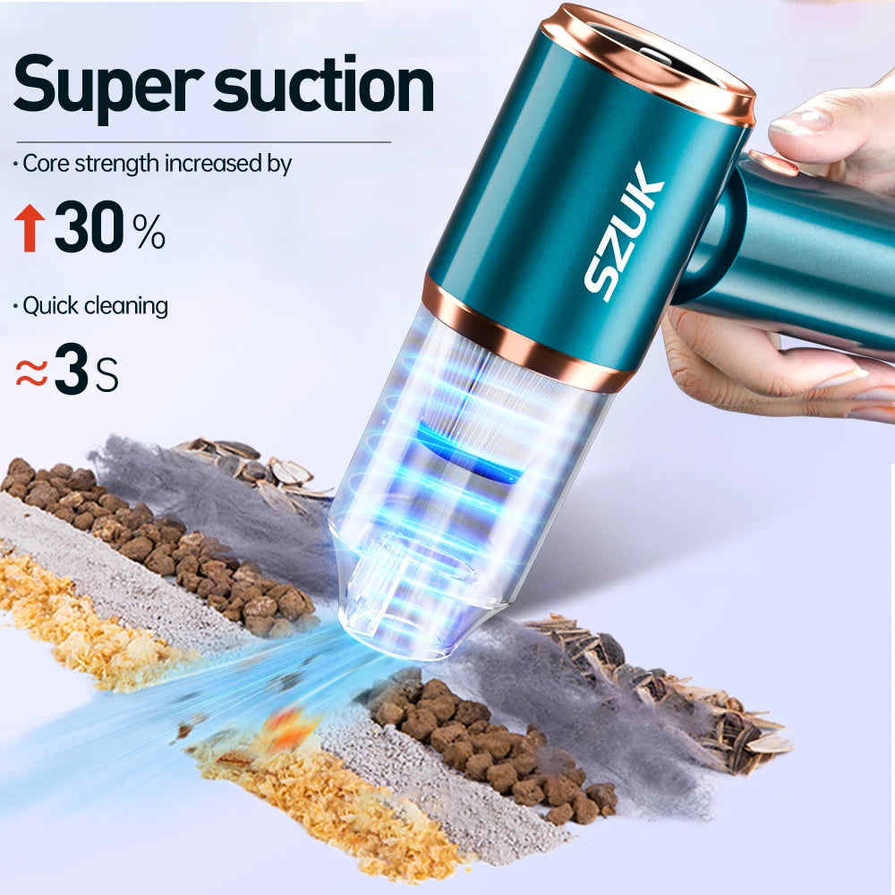 SZUK Wireless Handheld Car Vacuum Cleaner – Strong Suction Portable Mini Vacuum for Car, Home & Keyboard