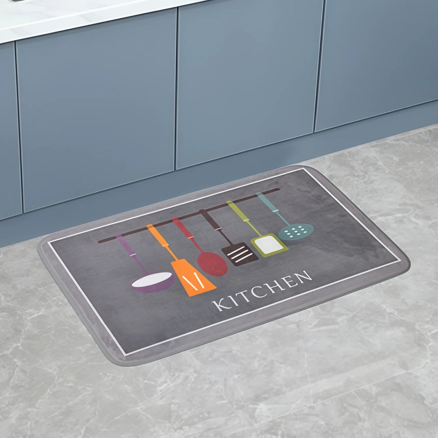 VIKAMA American Minimalist Kitchen Anti-Slip Floor Mat Bathroom Door Mat Kitchen Two-Piece Set Absorbent Carpet Home Decoration