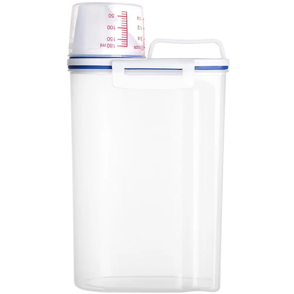 2kg Dog & Cat Food Storage Pail – Moisture-Proof Plastic Container with Measuring Cup