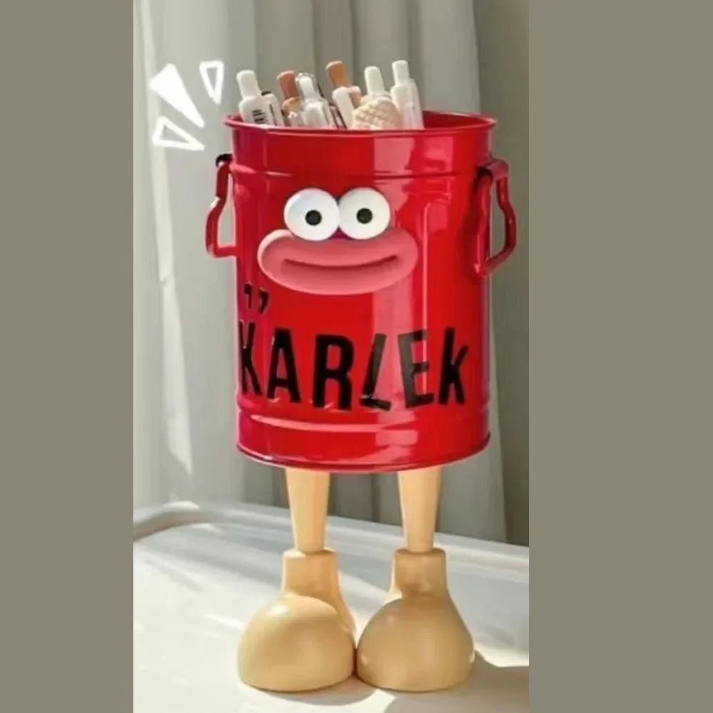 1 Pc Cartoon Pen Holder – Simple Desk & Office Storage Organizer with Random Letter Stickers