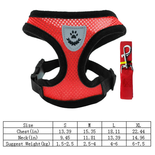 Adjustable Cat Harness Vest & Walking Leash – Polyester Mesh Dog Harness for Small & Medium Pets