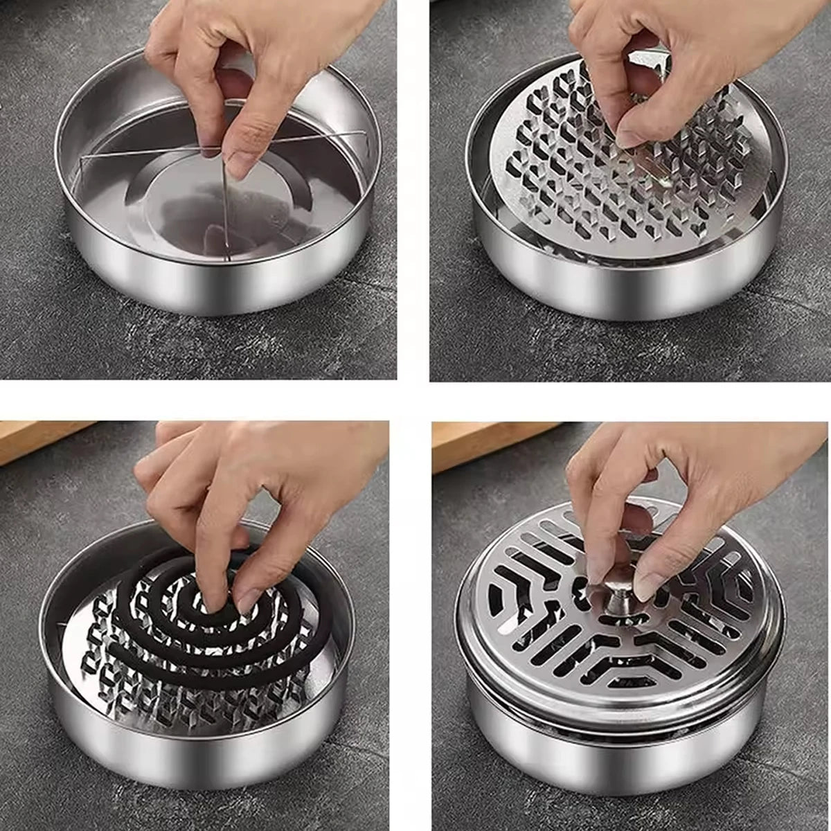 Stainless Steel Mosquito Coil Tray with Cover – Large Portable Mosquito Coil Holder for Home, Office & Camping