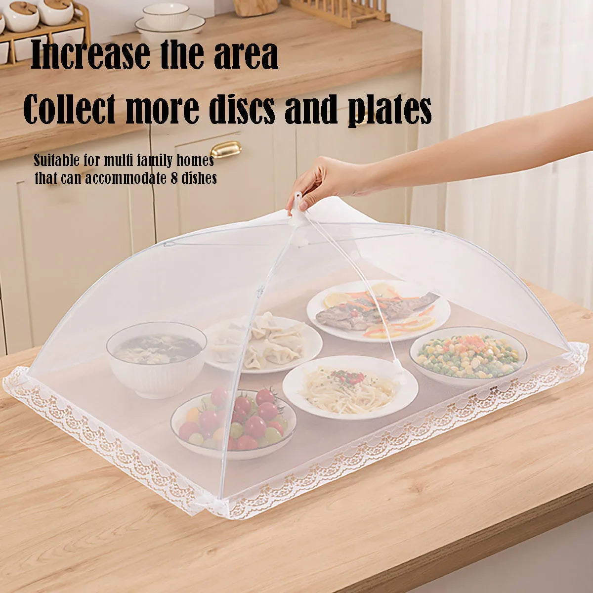 Food Cover Mesh – Folding, Washable, Insect-Proof Table Cover for Home & Kitchen