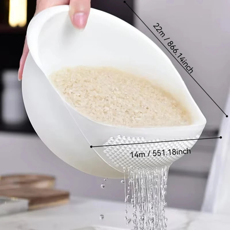 1PC Plastic Colander Rice Bowl Drain Basket with Handle – Fruit & Vegetable Washing Basket, Home Kitchen Organizer